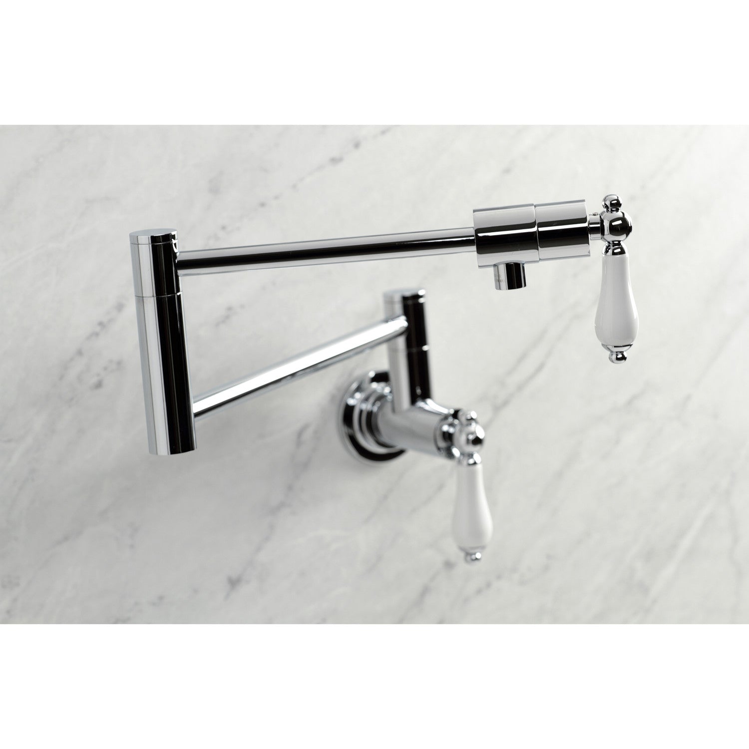 Kingston Tulare KS4101PL - Metropolitan Two-Handle 1-Hole Wall Mount Pot Filler Faucet, Polished Chrome — thumbnail 3